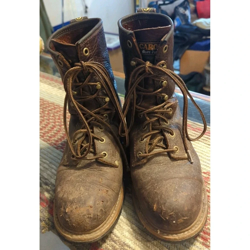 Carolina Work‎ Boots Mens 8 D Brown Waterproof Leather Hard Toe Lace-Up Vintage